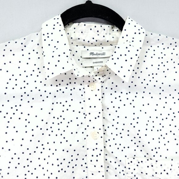 Madewell Shirt Womens Small Oversized Polka Dot Button Up Long Sleeve Top - Picture 13 of 15